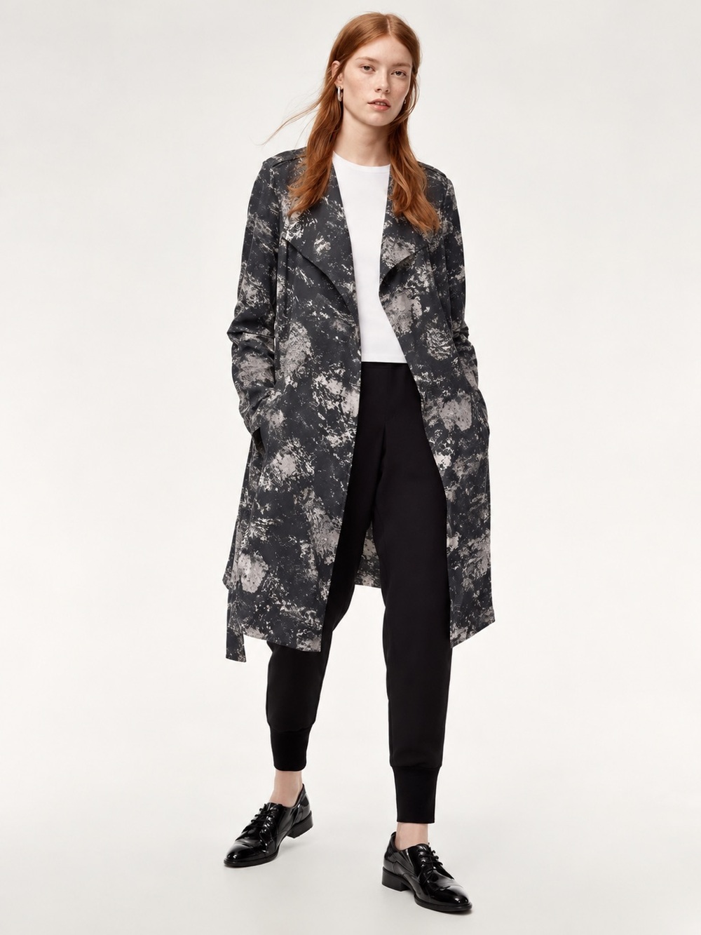 Babaton S Trench Coat Jacket Open Draped Kimono Preppy Fall Aritzia Abstract